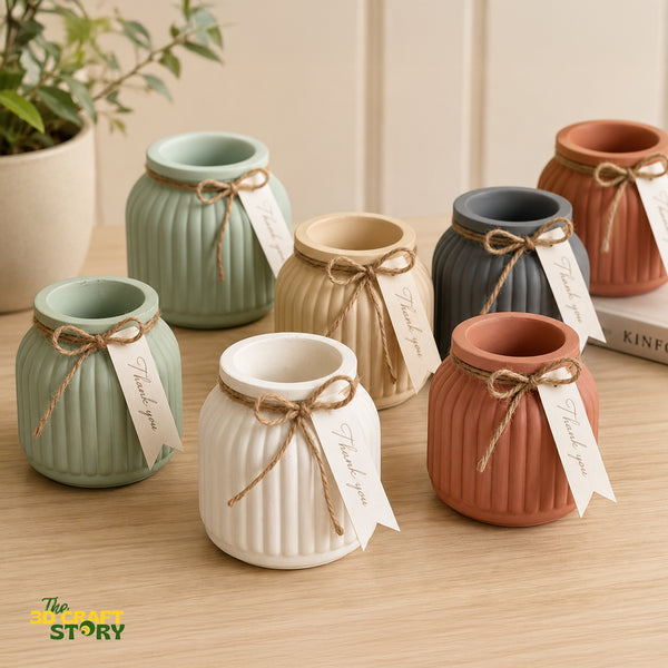 Decorative Ribbed Vase | Modern Minimalist Flower Pot | 3D Printed Home Decor