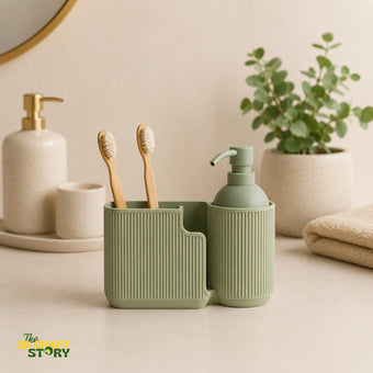 Modern Bathroom Organizer with Soap Dispenser Holder | Toothbrush & Countertop Storage Organizer