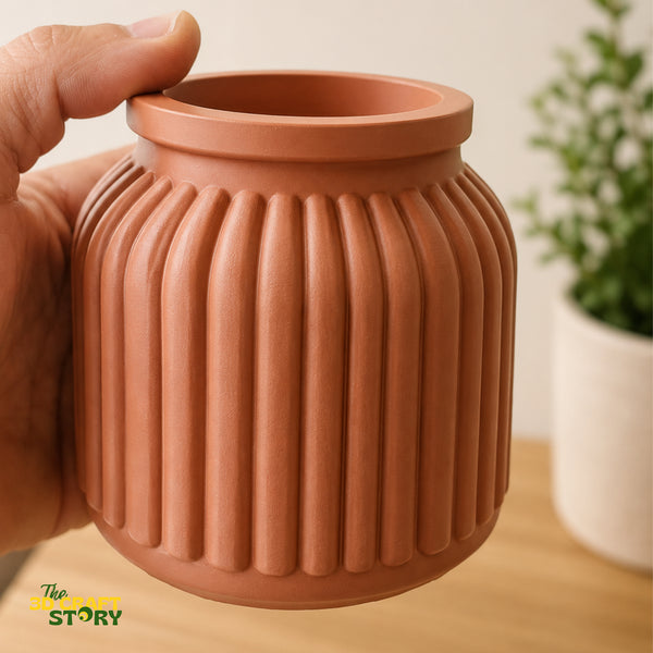 Decorative Ribbed Vase | Modern Minimalist Flower Pot | 3D Printed Home Decor