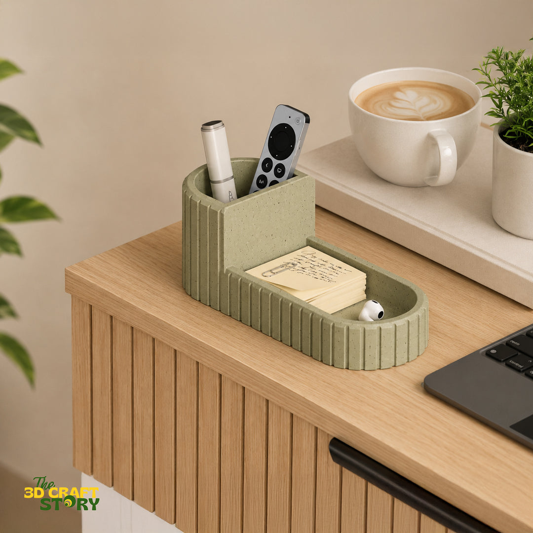 Modern Desktop Organizer Tray | Remote Control & Accessories Holder | 3D Printed Desk Organizer