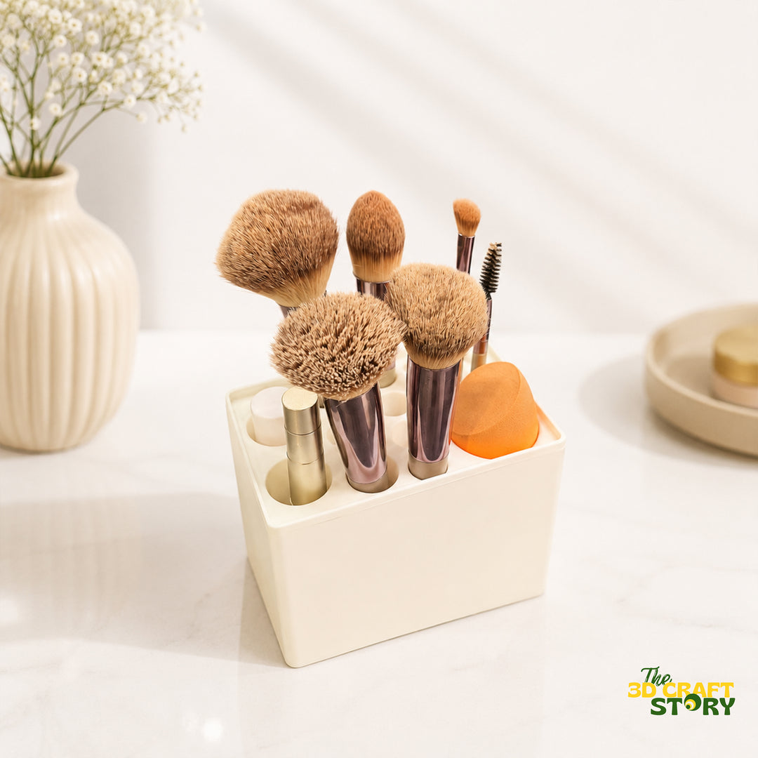 Dustproof Makeup Brush Organizer Box | Cosmetic Brush Storage Case with Magnetic Flip Cover