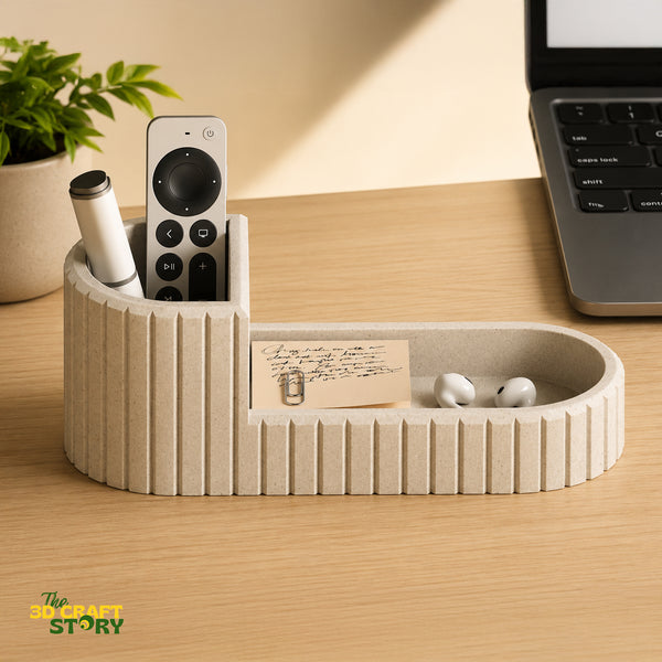 Modern Desktop Organizer Tray | Remote Control & Accessories Holder | 3D Printed Desk Organizer