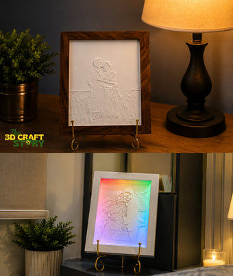 Custom LED Lithophane Photo Frame | RGB Light | Wooden Finish | Personalized Gift