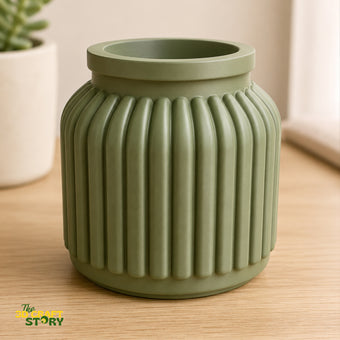 Decorative Ribbed Vase | Modern Minimalist Flower Pot | 3D Printed Home Decor