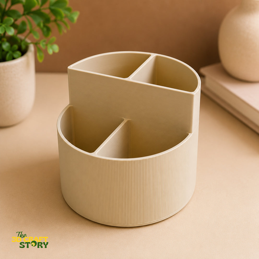Multi-Compartment Desk Organizer | Makeup Brush Holder | Stationery Storage Organizer | 3D Printed Desk Accessory