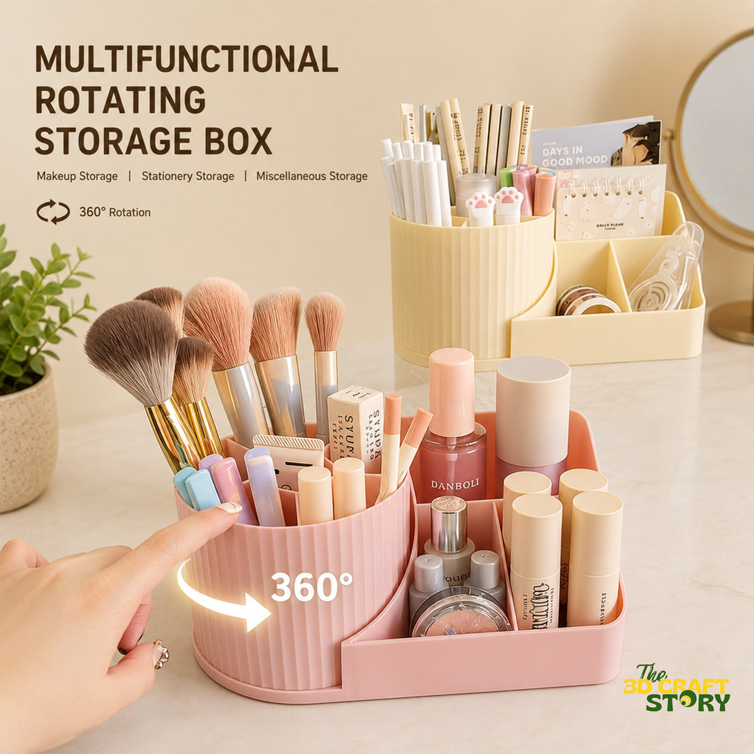 360° Rotating Makeup & Skincare Organizer | Large Capacity Cosmetic Storage Holder