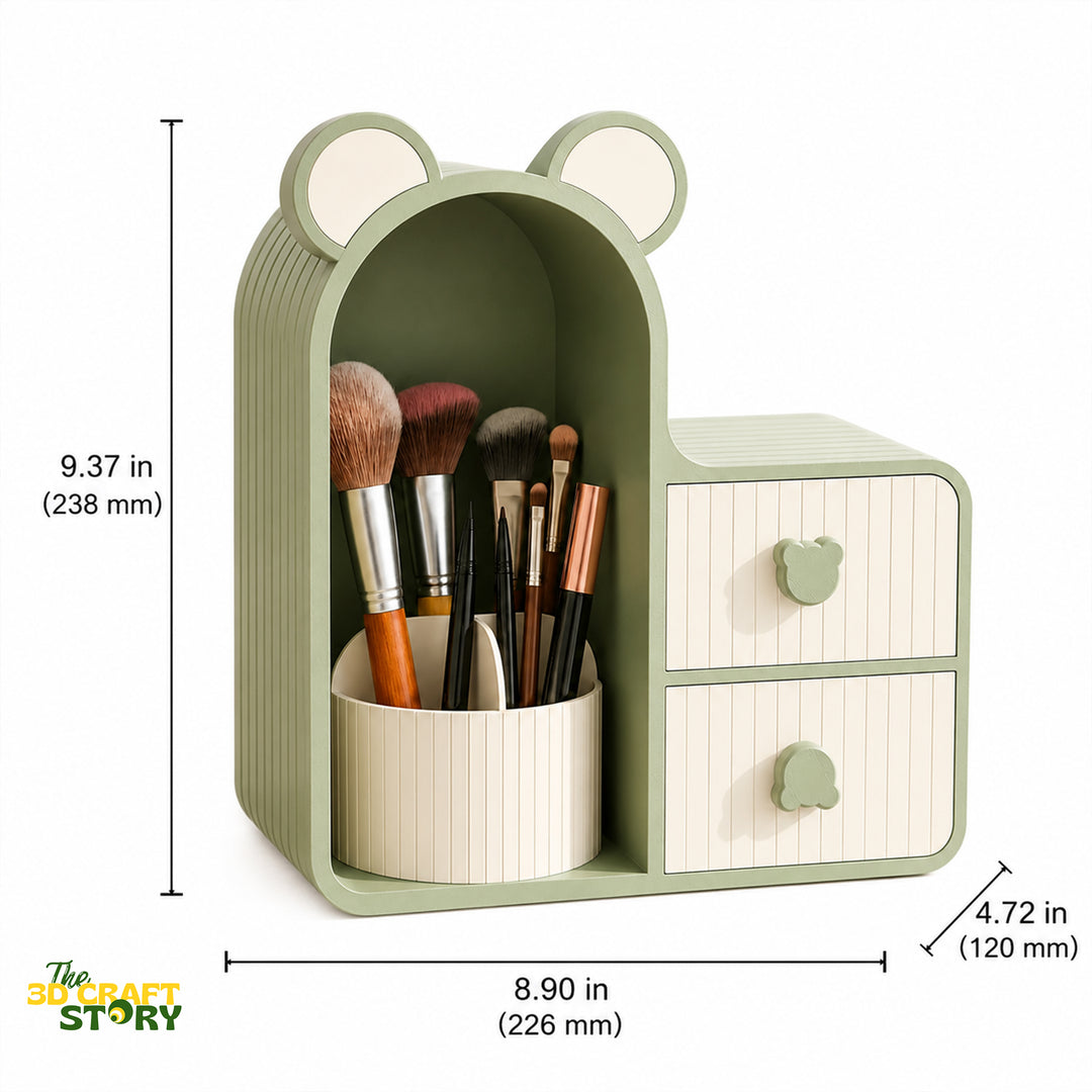 Cute Bear Makeup Organizer with Drawers | Cosmetic Storage Box & Vanity Organizer