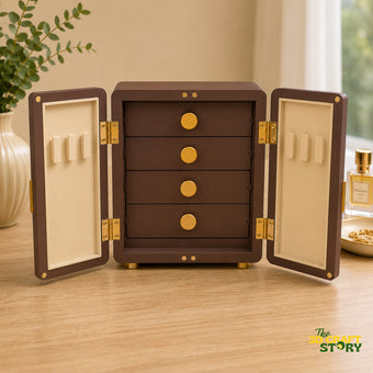 4 Drawer Jewelry Organizer Box with Ring Holders | Storage Cabinet for Rings, Earrings, Necklaces & Accessories