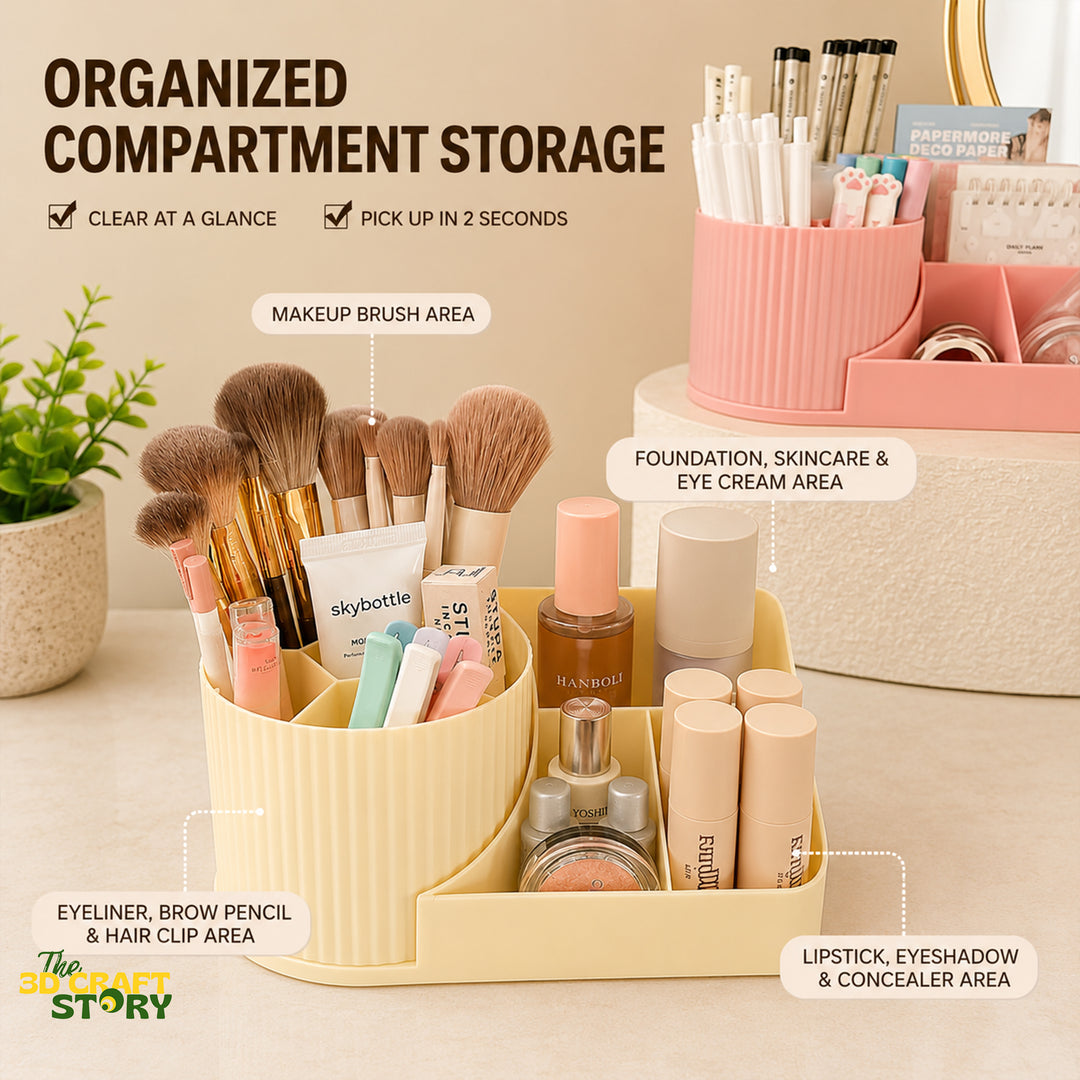 360° Rotating Makeup & Skincare Organizer | Large Capacity Cosmetic Storage Holder