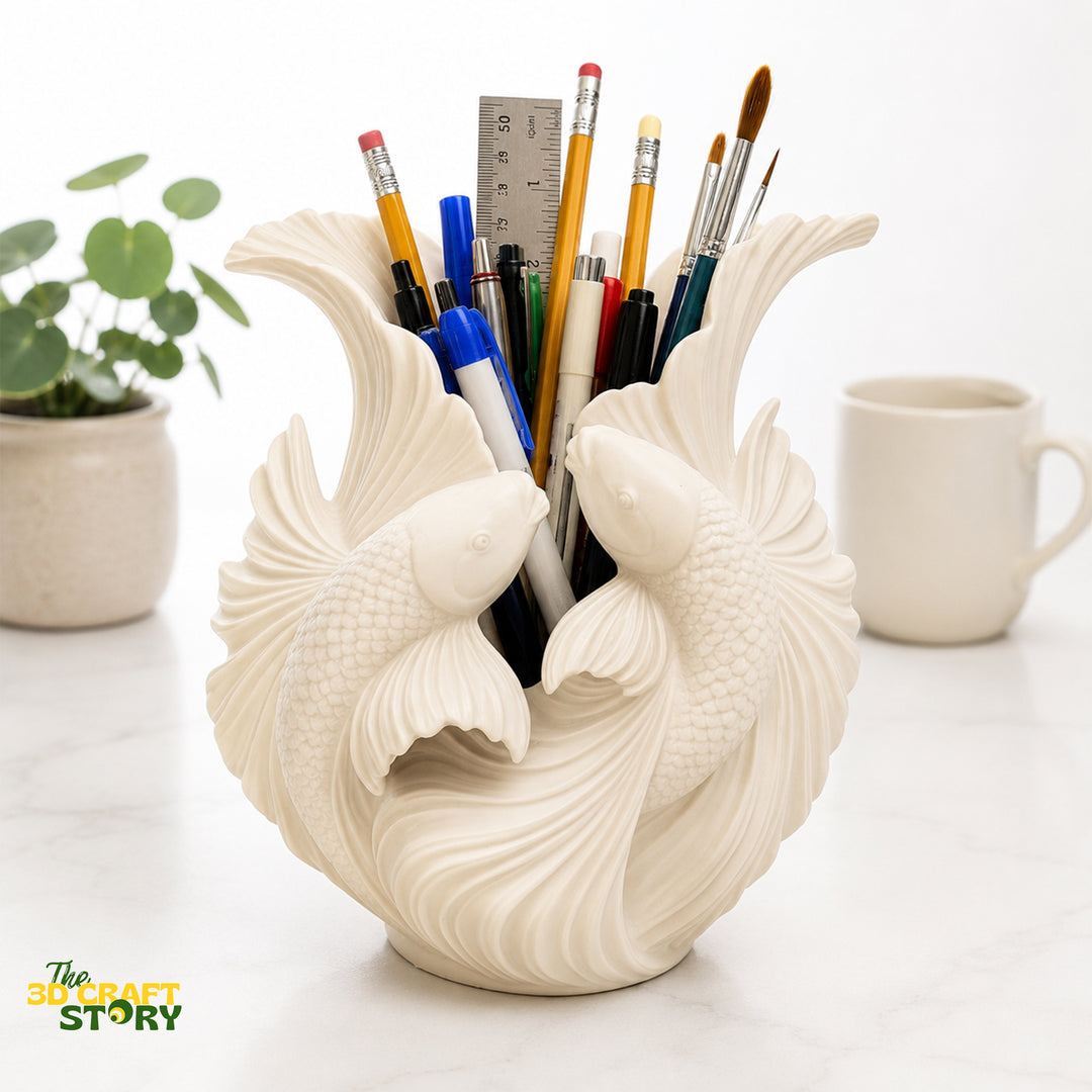 Betta Fish Pen Holder – Decorative Desk Organizer & Brush Holder – The3DCraftStory